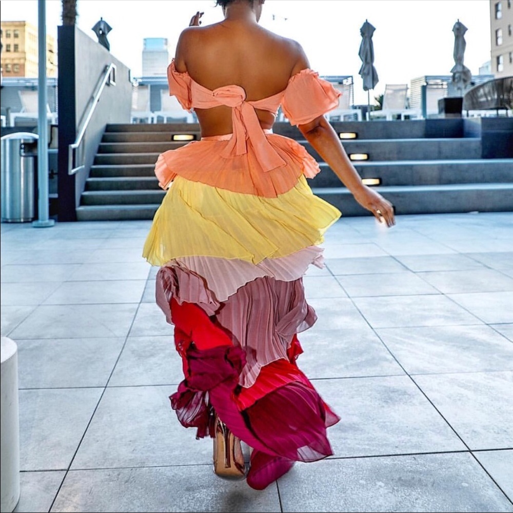 Multi Pleated Color-Block Coord Set Size Small - Picture 4 of 6